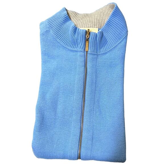 Ocean and Coast 100% Cotton Blue and Gray Zipper Vest Size L - Picture 1 of 6